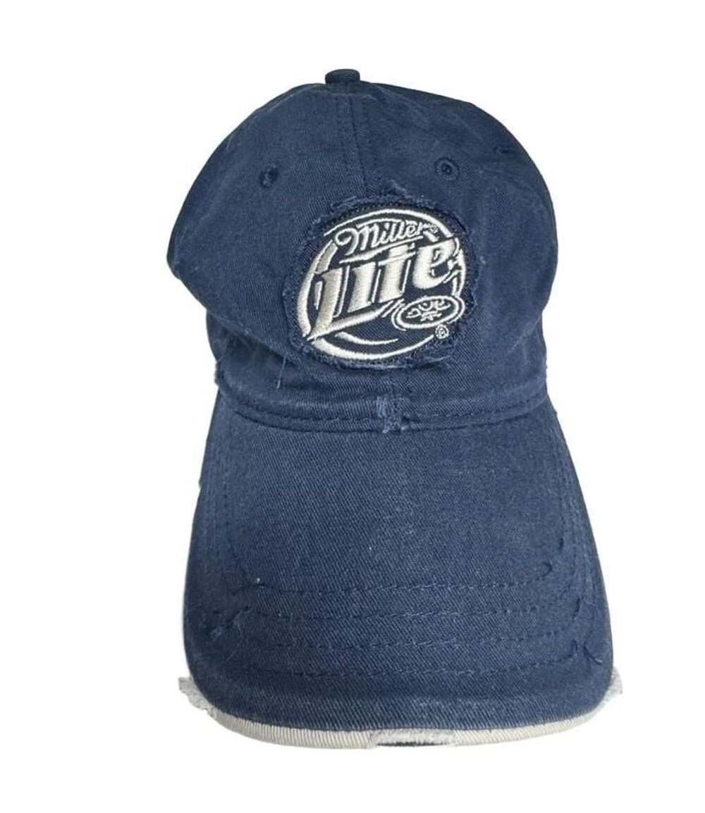 H3 Sportgear Miller Lite Distressed Navy Blue Adjustable Baseball Cap Hat